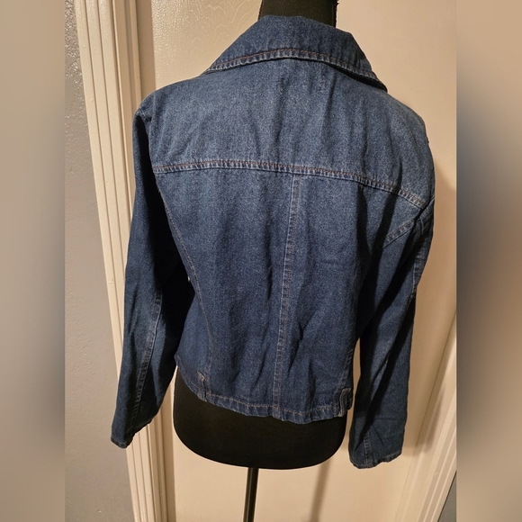 New Look Blue Denim 100% Cotton Moto Style Jacket Size L - Picture 4 of 5